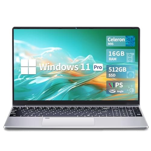 PC Portatile 15,6 pollici, notebook 16 GB RAM 512 GB SSD, laptop Celeron N95 FHD 1080P, notebook WiFi dual-band Touch ID, con mini HDMI, 2xUSB 3.0, laptop con tastiera retroilluminata full size