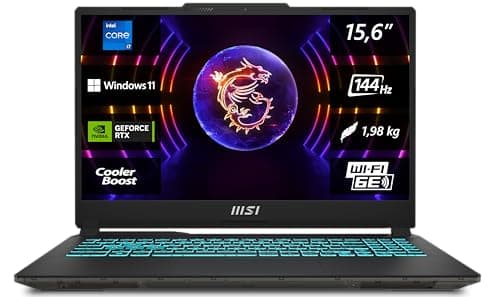 MSI Cyborg 15 Gaming Laptop, 15,6" Full HD 144Hz, Intel Core i7-13620H, NVIDIA GeForce RTX 4060, 16 GB DDR5, SSD da 512 GB, Windows 11 Home, tastiera QWERTZ, A13VF-862, nero/trasparente