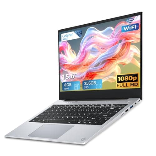 15.6 pollici Notebook, Win11 PC Portatile Celeron N4000 CPU, Laptop 8GB LPDDR4 RAM 256GB SSD, Schermo IPS FHD 1920*1080, USB3.0+BT4.2+Mini HDMI, TF Card Slot Supporta Espansione Fino a 1 TB