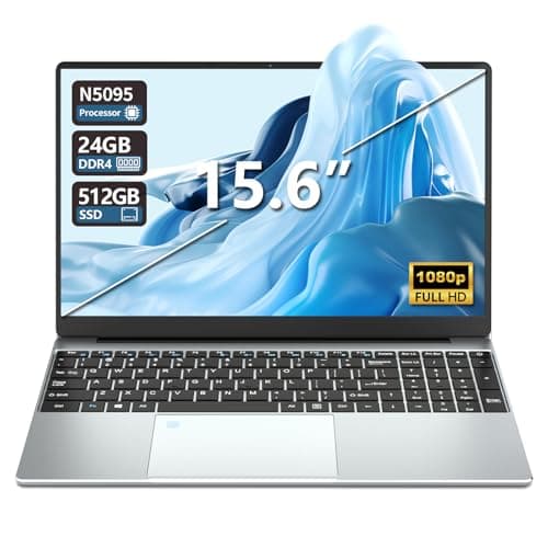 15,6" Notebook, PC Portatile 24GB RAM 512GB SSD, Celeron N5095 CPU, 180° Opening and Closing Schermo, Laptop Digitale Tastiera Retroilluminata+Sblocco Impronta Digitale, Mini HDMI+USB 3.0