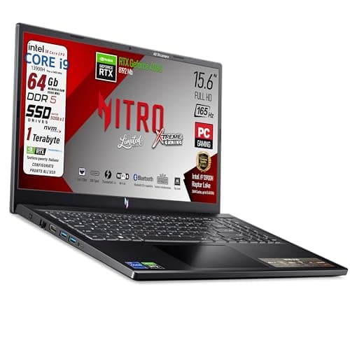 acer Notebook Gaming, Intel Core i9-13900H, RAM 64GBB DDR5 5600MHz, SSD 1Tb(512GB X 2), 15.6" FHD IPS 165Hz, NVIDIA GeForce RTX 4060 8GB GDDR6, Wi-Fi 6, Thunderbolt 4.0, Win 11, ready to use