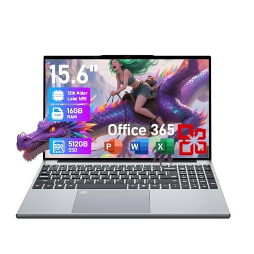 PC Portatile 15,6" Computer Portatile 16GB RAM + 512GB SSD, Notebook Office365 con 12a Gen Alder Lake-N95 CPU, 1080P, Win11 Pro Laptop Tastiera Retroilluminata,Touch ID, Webcam, Wi-Fi5, USB3.0 * 2