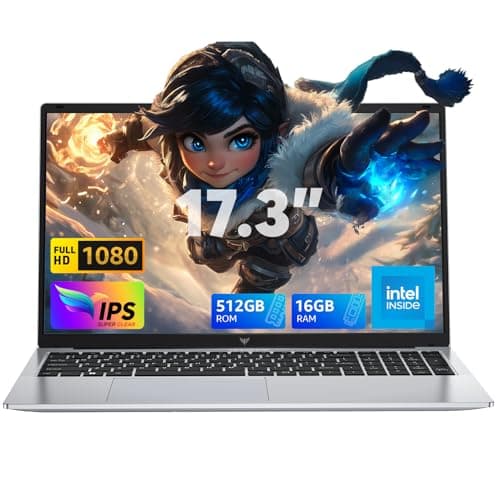 ACEMAGIC 17,3 Pollici PC Portatile,16GB DDR4 512GB SSD,lntel Alder Lake N97,Fino a 3,6 GHz,PC Portatile in Offerta Membrana tastiera italiana,1920 * 1080 IPS Full HD,WiFi,Apertura e chiusura 180°