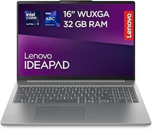 Lenovo IdeaPad Slim 5i Notebook 16" Intel Core Ultra 9 185H, 32GB RAM DDR5, 1TB SSD, Tastiera retroilluminata, IPS, Laptop in alluminio per Lavoro, Studio - Caricatore non incluso