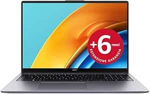HUAWEI Matebook D16 Laptop, Eye Comfort FullView Display Notebook PC Portatile da 16 pollici, Intel Core i5-12450H, 16 GB RAM+512 GB SSD, Windows 11, Space Gray, + estensione garanzia di 6 mesi
