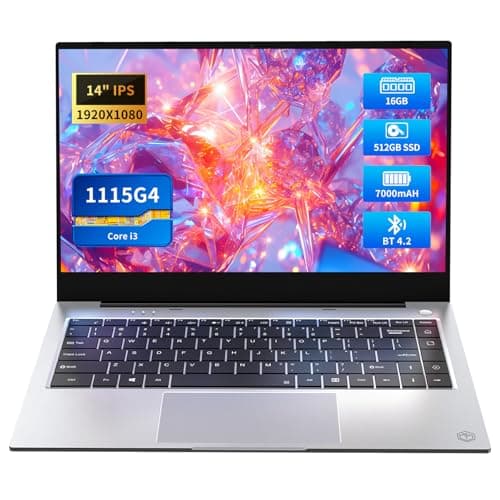 Monovate PC Portatile 14,1 Pollici, Notebook Core i3-1115G4 CPU(up to 4.1GHz), Portatile 16GB DDR4 RAM 512GB SSD, 1920 * 1080P Schermo, Batteria 7000 mAh, Type-C/Mini-HDMI, UHD Graphics GPU