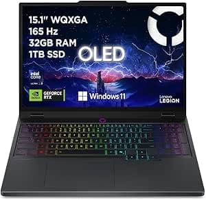 Lenovo Legion 5 Gaming Notebook OLED WQXGA 15" 165Hz, NVIDIA GeForce RTX 5070 8GB, Intel Core Ultra 9 275HX, RAM 32GB, SSD 1TB, Windows 11 Home, Tastiera RGB - Laptop Gaming Alte Prestazioni