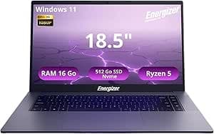 Energizer Energybook Pro 18,5-18,5 pollici FHD IPS, AMD Ryzen 5 3.7GHz Laptop, 16 GB RAM, 512 SSD Nvme, Ryzen Laptop, Vega 8, batteria 6000 mAh, AZERTY