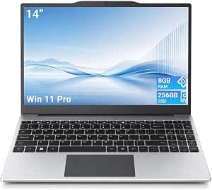 PC Portatile 14 Pollici, Tastiera Italiana (Incisa al Laser), 8GB RAM 256GB SSD, Win 11 Pro Laptop, Processore AMD A9 fino a 3,2GHz, Display IPS, WiFi 5, Notebook per Studenti