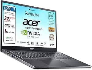 Acer Notebook, Intel i7-1255U, 10 Core 4.7Ghz, 32 Gb Ram, SSD Pci da 1 Tb, 15.6" Full HD, Nvidia Geforce RTX 2050, Tastiera retroilluminata, Wi-Fi 6, lan, hdmi, Win 11, pronto all'uso