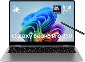 Samsung Galaxy Book5 Pro 360 16", Garanzia 3 anni, AI PC, Processore Intel Core Ultra 7 Serie 2, 16GB RAM, 1TB SSD, Display touch 3K Dynamic AMOLED 2X, S Pen, Windows 11 Home, Copilot+ PC, Gray [ITA]