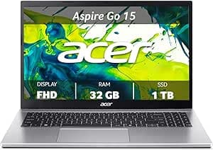 Acer Aspire Go 15 AG15-42P-R81L PC Portatile, Notebook, Processore AMD Ryzen™ 7 5825U, RAM 32 GB DDR4, 1024 GB PCIe NVMe SSD, Display 15.6" FHD, Scheda Grafica AMD Radeon, Windows 11 Home, Silver