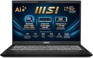 msi Modern AI Notebook Intel Core Ultra 9 285H, Ram DDR5 32Gb, 1Tb, Win11 | 16Core fino a 5.40 GHz, SSD PCI Nvme da 1 Tb, Memoria Ram DDR5 32Gb, Intel ARC Graphic, Display port, Win11, Garanzia Italia