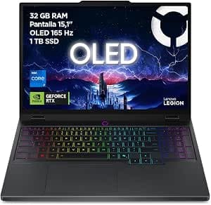 Lenovo Legion 5 Gen 10 Gaming Laptop IA 15,1 pollici WQXGA OLED (Intel Core i7-13650HX, NVIDIA GeForce RTX 5070, 32 GB RAM, SSD 1TB, Wi-Fi 7, senza sistema operativo), tastiera RGB spagnola nera