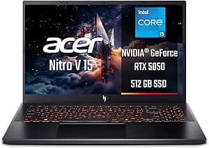 Acer Nitro V 15 ANV15-52-5886 Notebook Gaming 15.6" FHD IPS 165 Hz | NVIDIA GeForce RTX 5050 8 GB GDDR7, Intel Core i5-13420H, Ram 16 GB DDR4, 512 GB SSD, QWERTY, Windows 11 Home, Nero