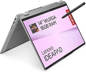 Lenovo IdeaPad Flex 5 Notebook - AMD Ryzen 7 7730U, RAM 16GB, 512GB SSD, Display 14" Touch WUXGA (1920x1200) IPS, Windows 11 Home, Tastiera italiana, Digital Pen inclusa - Arctic Grey