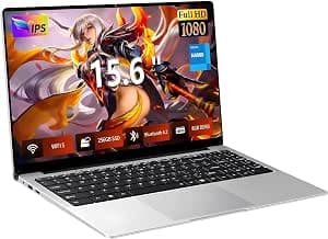 PC Portatile 15,6 Pollici, FHD 1920×1080, Computer Portatile Processore Celeron N4000, Notebook 8GB RAM 256GB SSD, Win 11, Apertura Schermo 180°, WiFi 5, Bluetooth 4.2, Porte USB 3.0,Mini HDMI e Slot