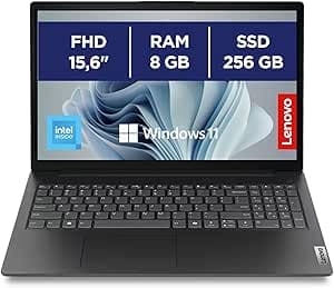 Lenovo - Notebook Pc Intel N100 4 Core fino a 3.4Ghz - Display 15,6" FHD - Ram 8Gb DDR5 SSD Nvme 256Gb - Hdmi, Usb 3.0, Wifi, Bluetooth, Webcam - Windows 11