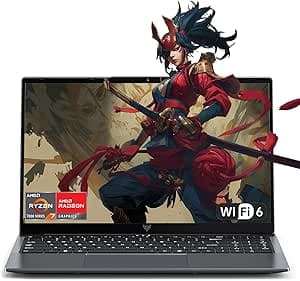 15,6" PC Portatile Gaming Ryzen 7 7730U Fino a 4,5 GHz 16GB DDR5 512GB SSD | Tivique Computer Portatile 8 Core 16 Thread, WiFi 6, 180° Pieghevole, Webcam, HDMI, Type-C, Laptop Ufficio Studio Domestico