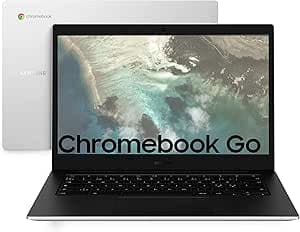 Samsung Galaxy Chromebook Go, Computer Portatile XE340XDA-KA1IT Chrome OS, Processore Intel Celeron, Display Screen 14” Full HD LED, RAM 4GB, Memoria eMMC 64GB, USB-C, Silver (Versione Italiana)