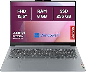 Lenovo IdeaPad Slim 3 Notebook 15,6” FHD (1920x1080), AMD Ryzen 3 7320U, RAM 8GB, 256GB SSD M.2, Grafica Integrata AMD Radeon 610M, WiFi 6, Windows 11 - Arctic Grey
