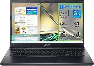 Acer Aspire 7 A715-51G-52MV Notebook Gaming, Processore Intel Core i5-1240P, RAM 8 GB DDR4, 512 GB PCIe NVMe SSD, Display 15.6" FHD IPS 144 Hz LCD, NVIDIA GeForce RTX 3050 4 GB, Windows 11 Home